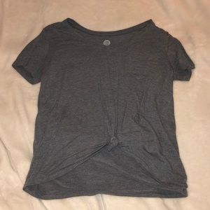 Gray v neck t shirt w/ knot